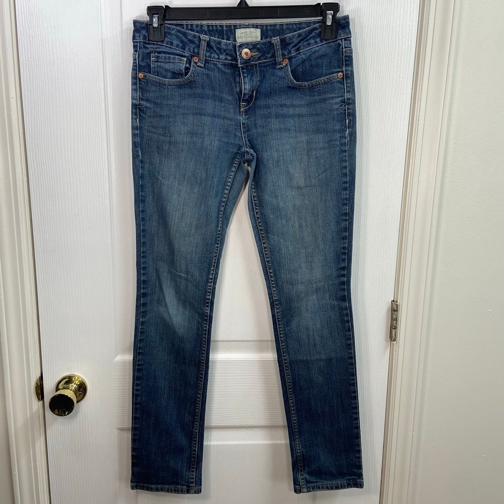 Vintage‎ Aeropostale blue dark medium wash bayla skinny cotton rustic jeans 7/8